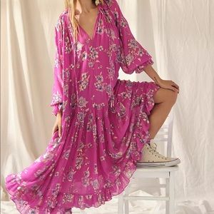 New Free People Feeling Groovy Maxi Foil Dress